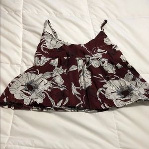 Maroon flower crop top
